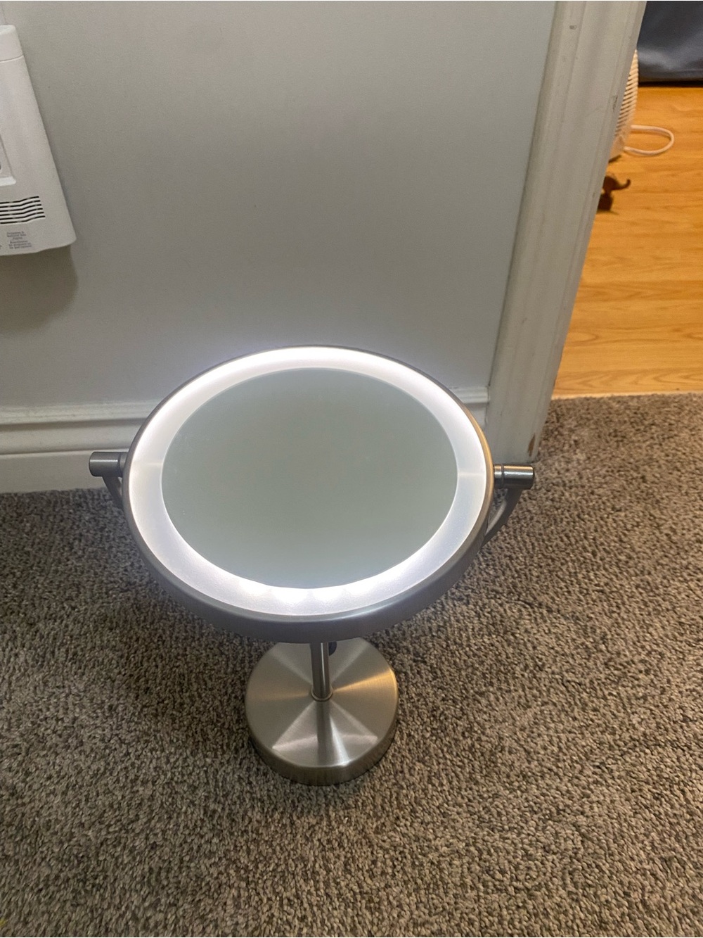 Stainless Steel Round Vanity Mirror in Silver - Picture 5 of 7